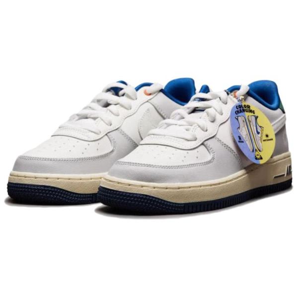 Nike Air FORCE 1 LV8 Устойчивые к истиранию Дышащие Низкие Кеды для Детей для Скейтбординга Серый Белый