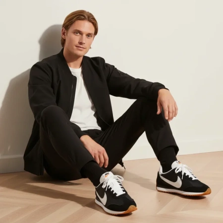 Nike Pacific противоскользящая устойчивая к истиранию низкий верх повседневная обувь мужская черная