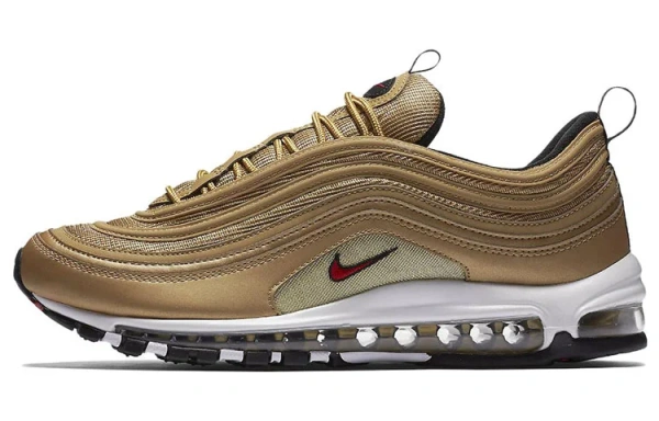 Nike Air Max 97 Кожа Амортизация Низкие Повседневные Беговые Кроссовки Женские Золотой Выпуск 2023