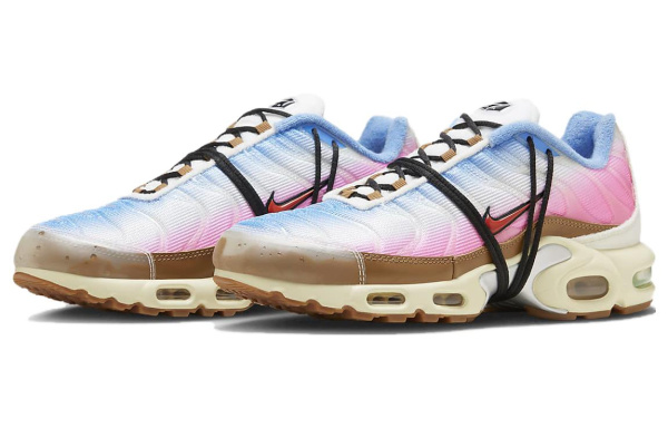 Nike Air Max Plus Ткань Устойчивая к Износу Низкий Верх Повседневная Обувь Мужская Белый Синий Розовый