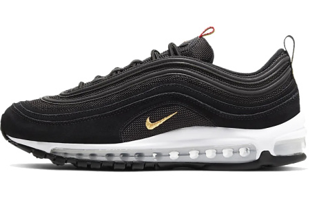 Nike Air Max 97 Легкий Low Топ Беговые кроссовки Унисекс Черный Золотой