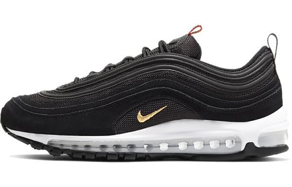 Nike Air Max 97 Легкий Low Топ Беговые кроссовки Унисекс Черный Золотой