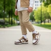 Nike Dunk Кожа Устойчивая к истиранию Низкие Детские Скейтбординги Белый-коричневый