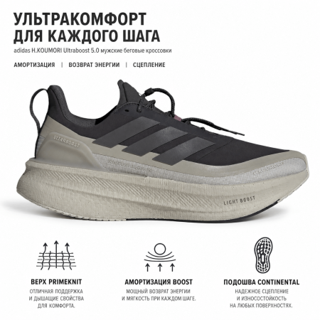 Adidas x H.KOUMORI Ultraboost 5,0 Беговые кроссовки Мужские Черные Серые