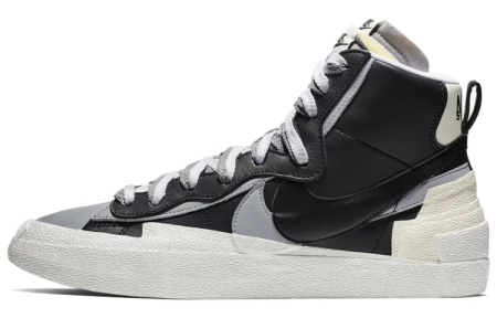 Sacai X Nike Blazer Mid Скейтборд Кроссовки Унисекс Черный Белый