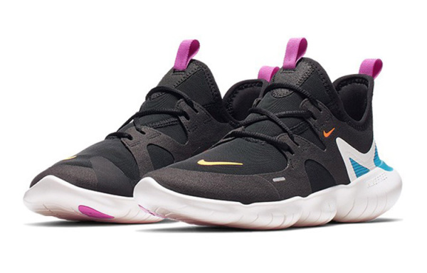 Nike Free Rn 5,0 Устойчивые к истиранию Низкие Детские Беговые Кроссовки Черно-Белые
