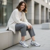 Nike Air Max Portal Амортизация Износостойкие Низкие Беговые Кроссовки Женские Серебристо-Белые