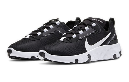 Nike React Element 55 противоскользящие амортизаторы низкие топ детские беговые кроссовки черный белый подростки